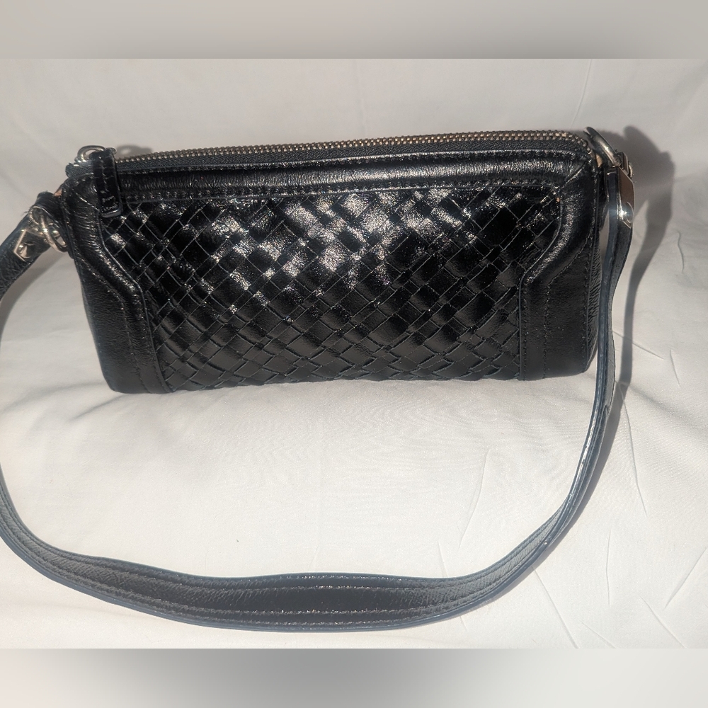 Elliott Lucca Black Demi Woven Shoulder Bag.